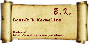Boszák Karmelina névjegykártya
